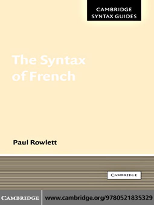 Title details for The Syntax of French by Paul Rowlett - Available